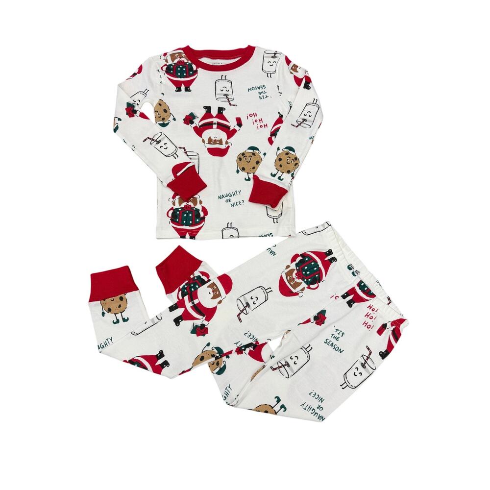 Carter’s Christmas Pajama Set 4T Santa Cookies Milk Holiday